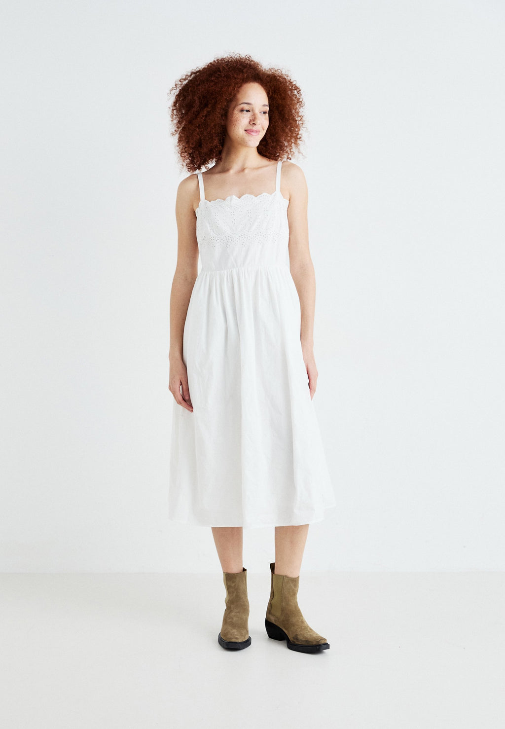 EYELET MIDI DRESS - Day dress - optic white