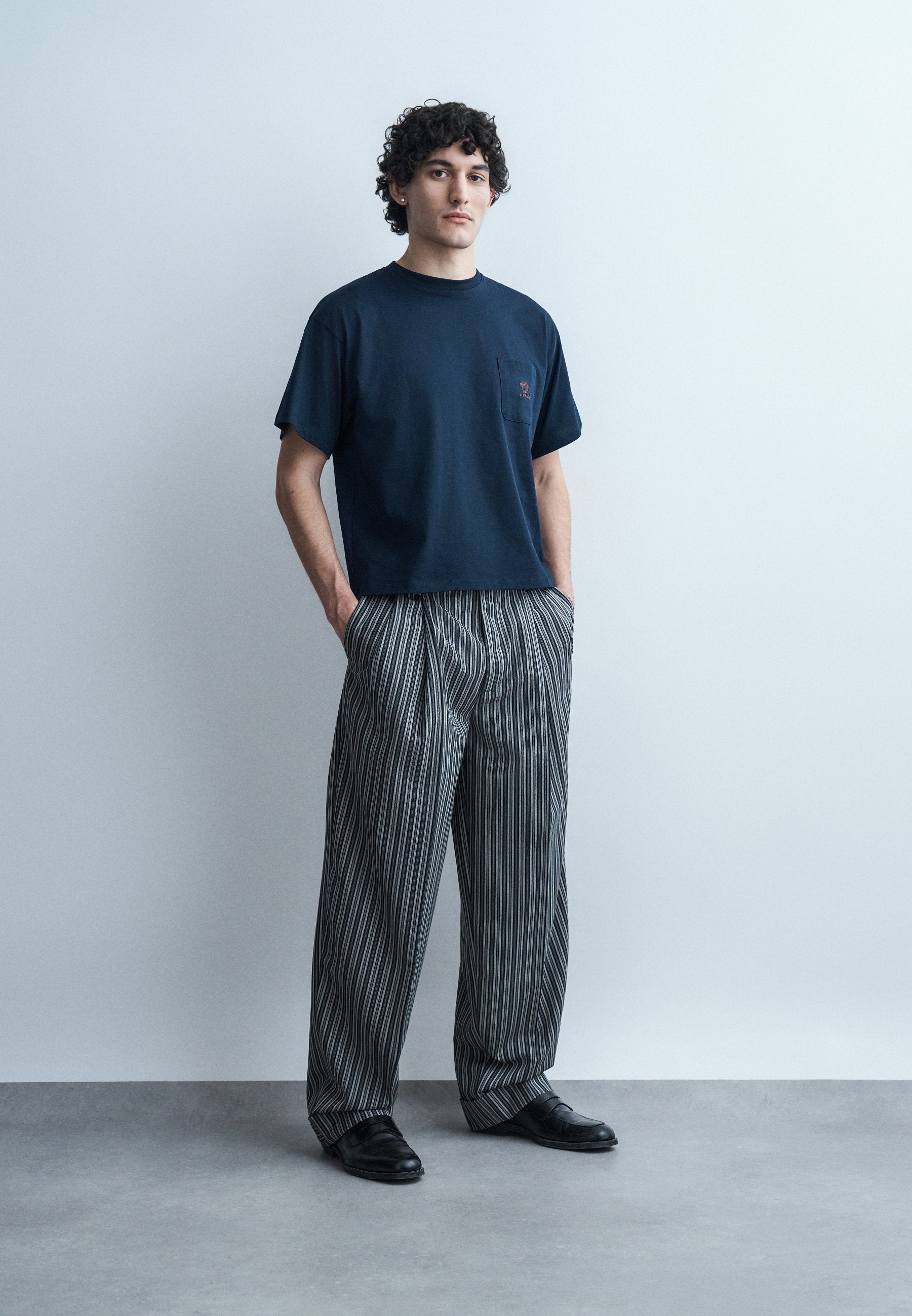 LOGO AND MEDUSA - Basic T-shirt - navy blue