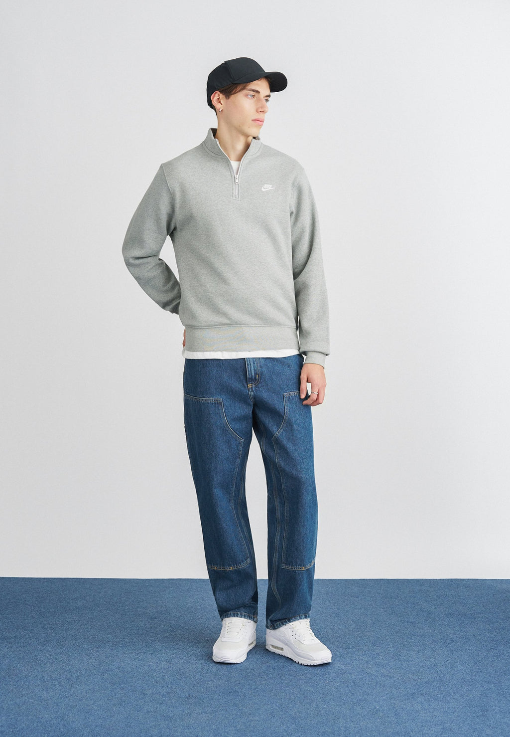 CLUB - Sweatshirt - grey heather/smoke grey/white