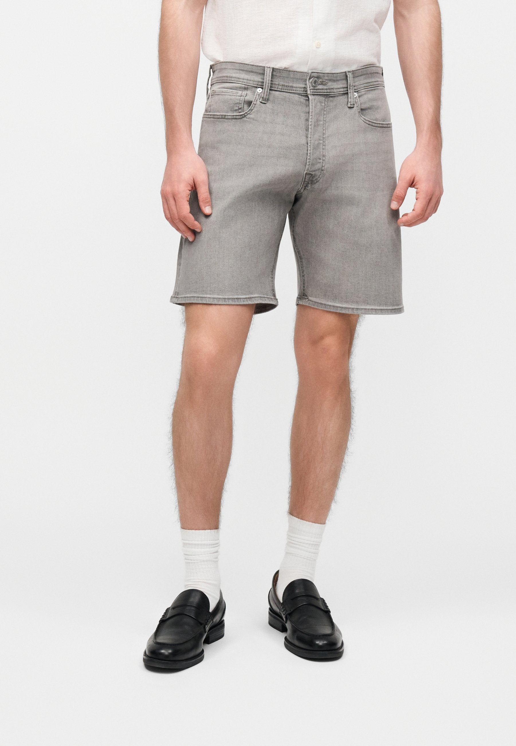 JJIRICK JJORIGINAL 2 PACK - Denim shorts - black denim/grey denim