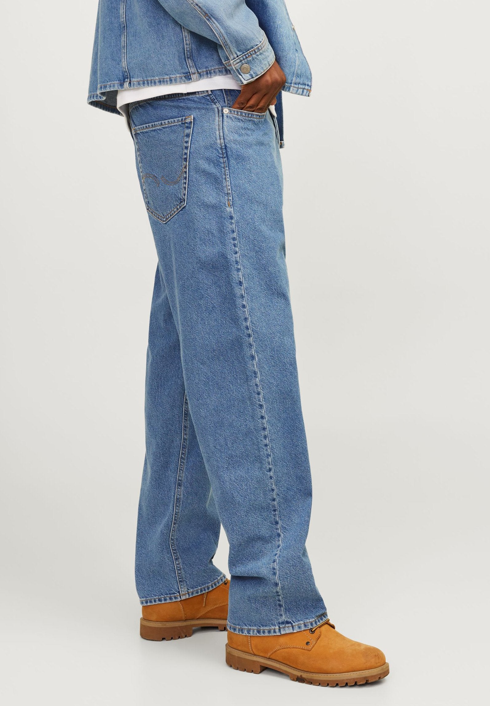 Loose fit JJIEDDIE JJBASIC SQ 735 NOOS - Straight leg jeans - blue denim