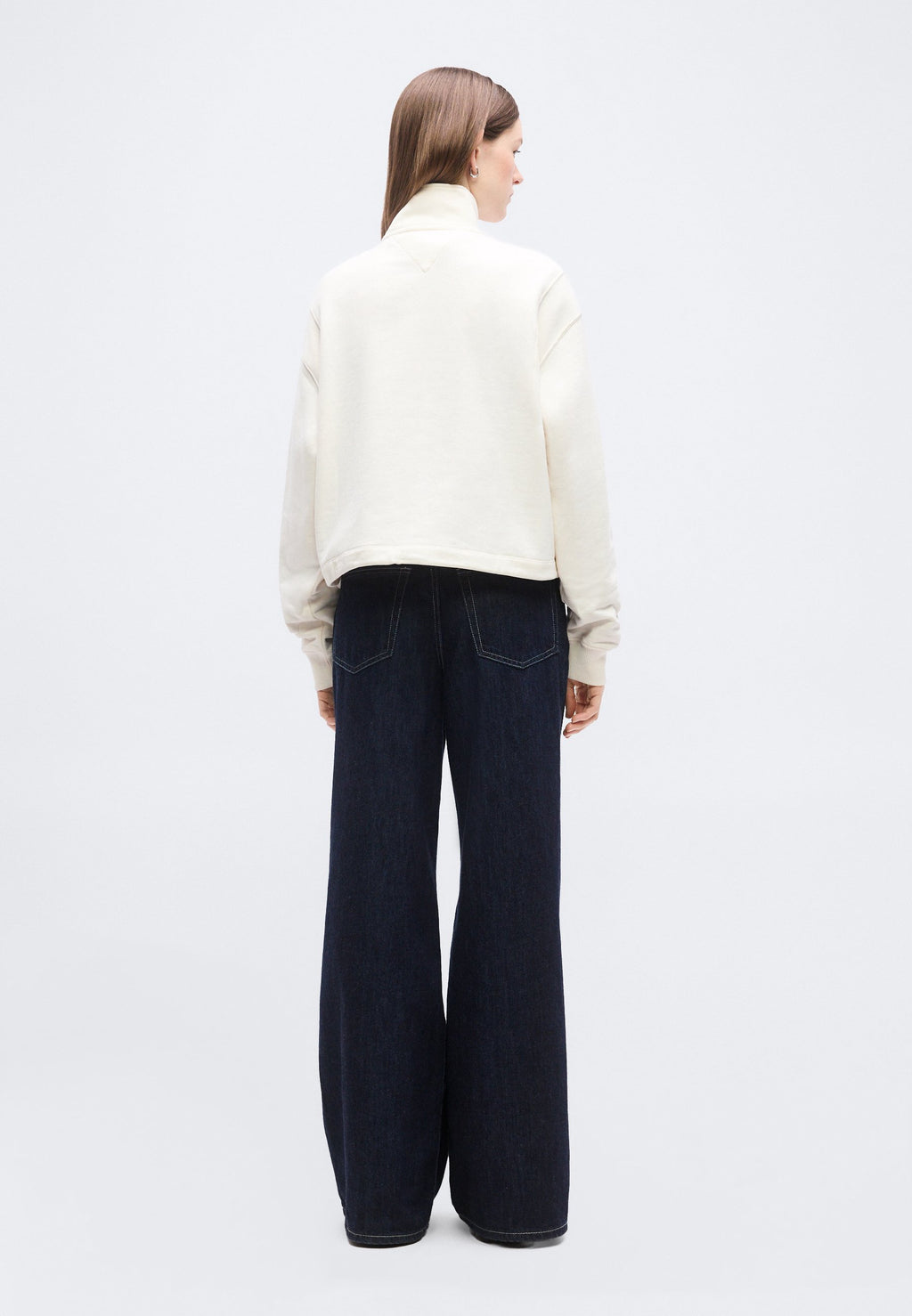 LOGO EMBROIDERY RELAXED QUARTER-ZIP SWEATSHIRT - Sweatshirt - ancient white