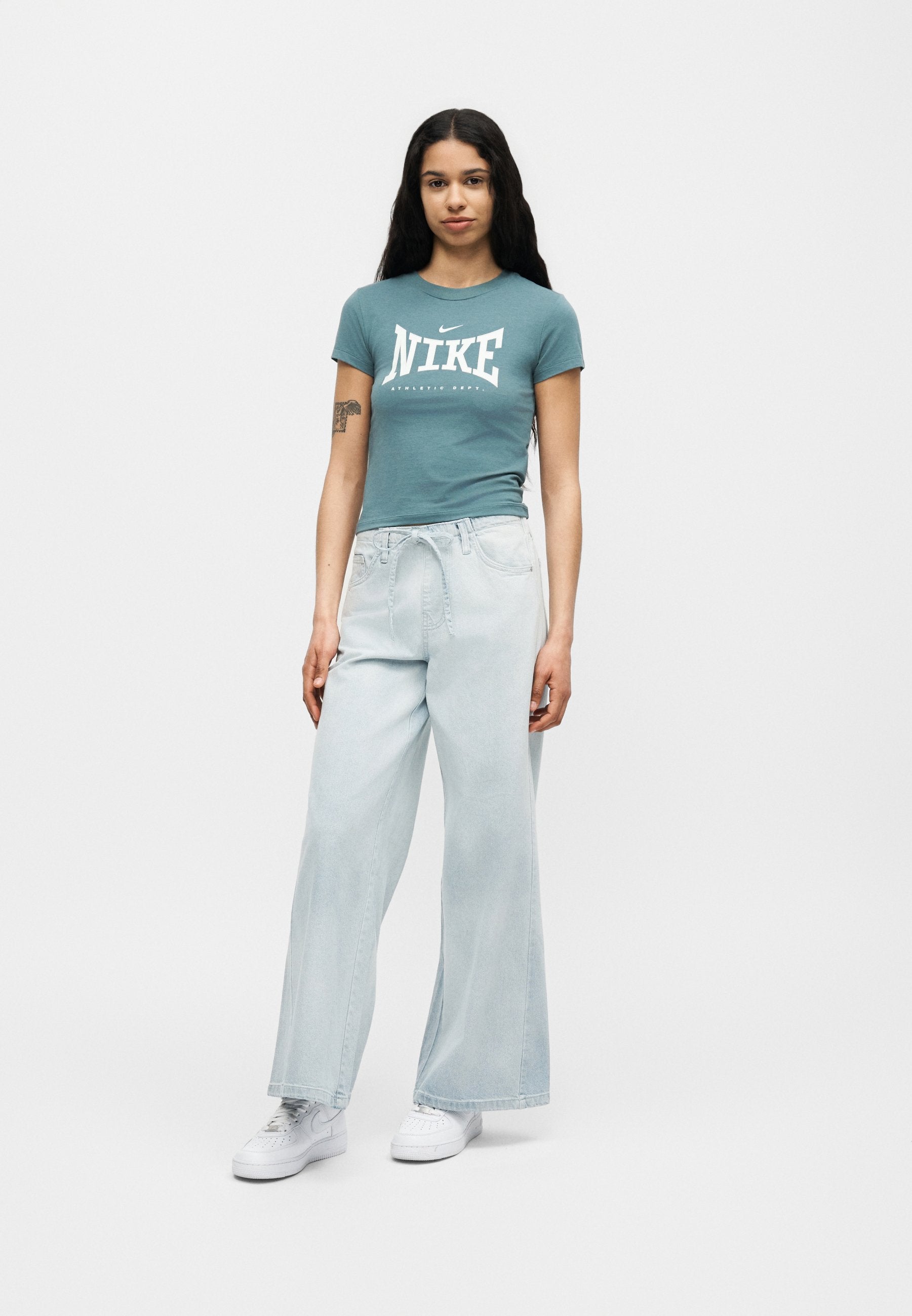 CROP LEAGUE TEE - Print T-shirt - mineral slate