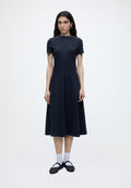 INTERLOCK KNIT MIDI FIT AND FLARE DRESS - Jersey dress - dark night navy