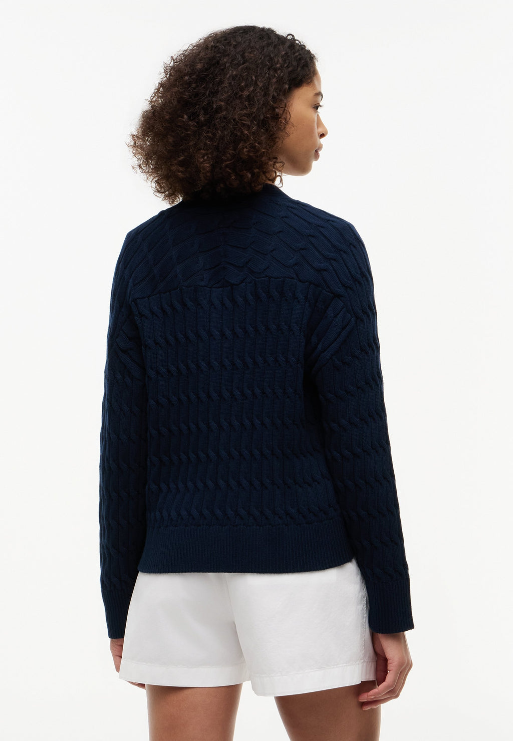 CABLE V NECKK CARDI - Cardigan - dark night navy