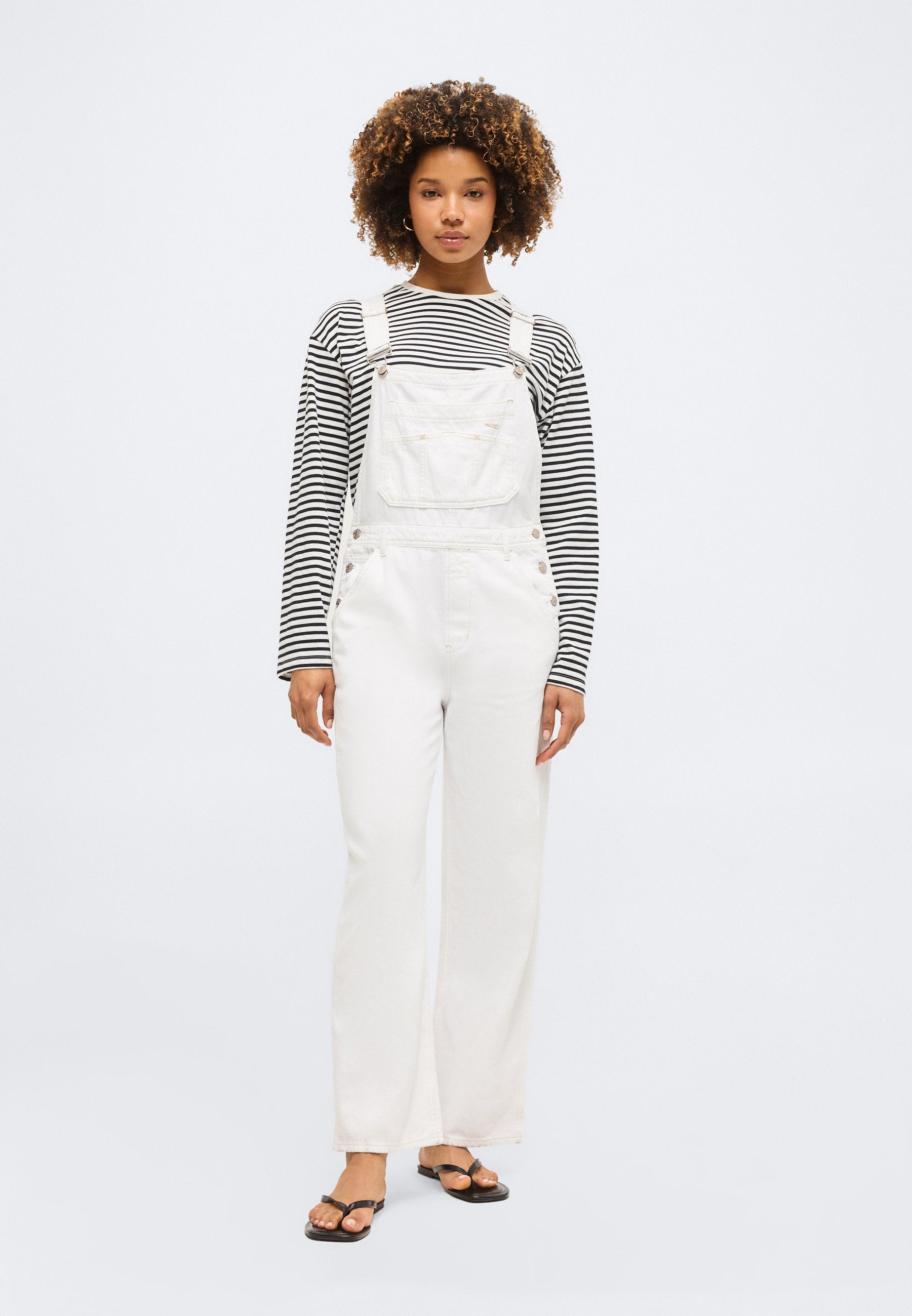 LOOSE OVERALL - Denim Dungarees - fresh white