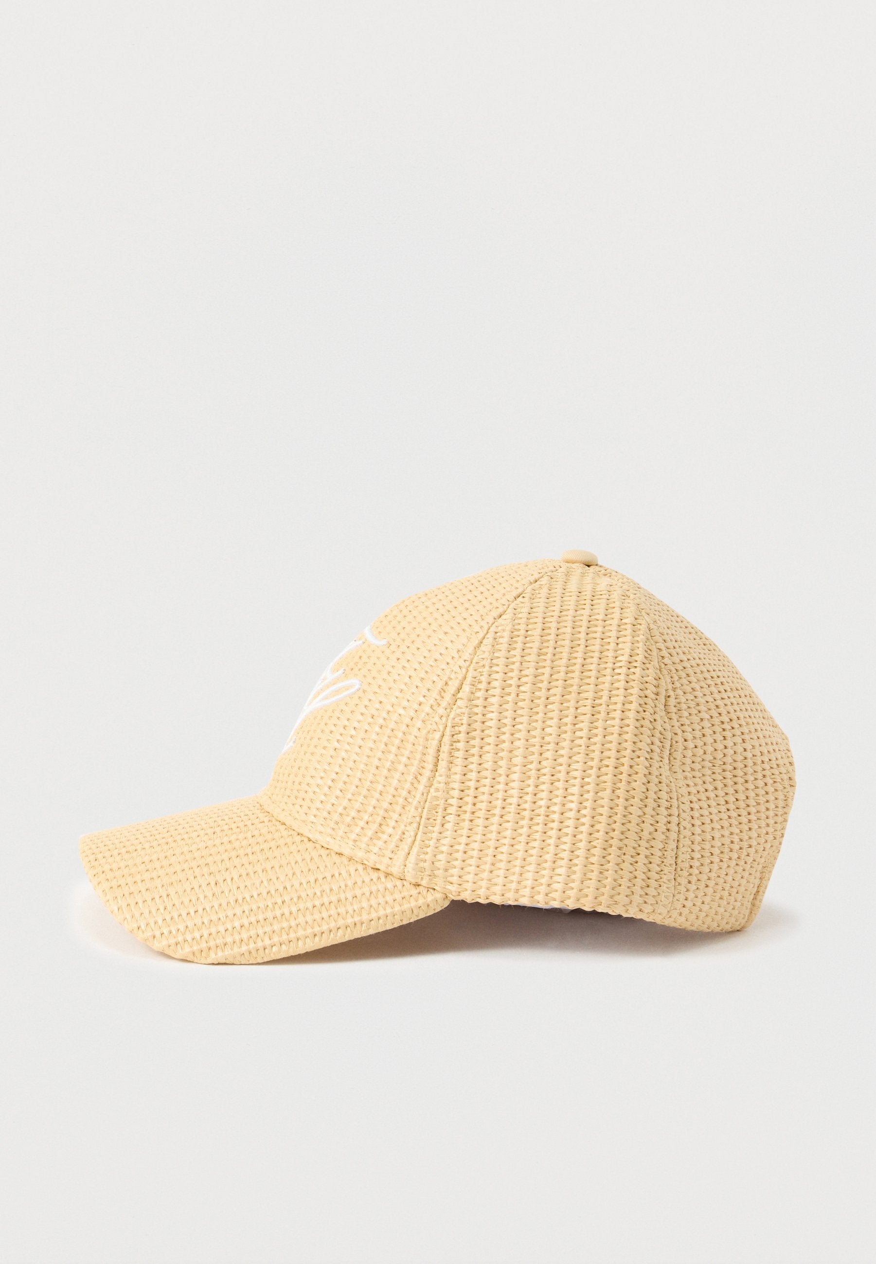LOGO EMBROIDERY RAFFIA BASEBALL CAP - Cap - neutral raffia