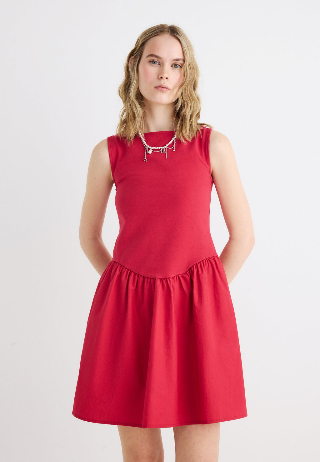 MIXED MEDIA DRESS - Jersey dress - chakra red