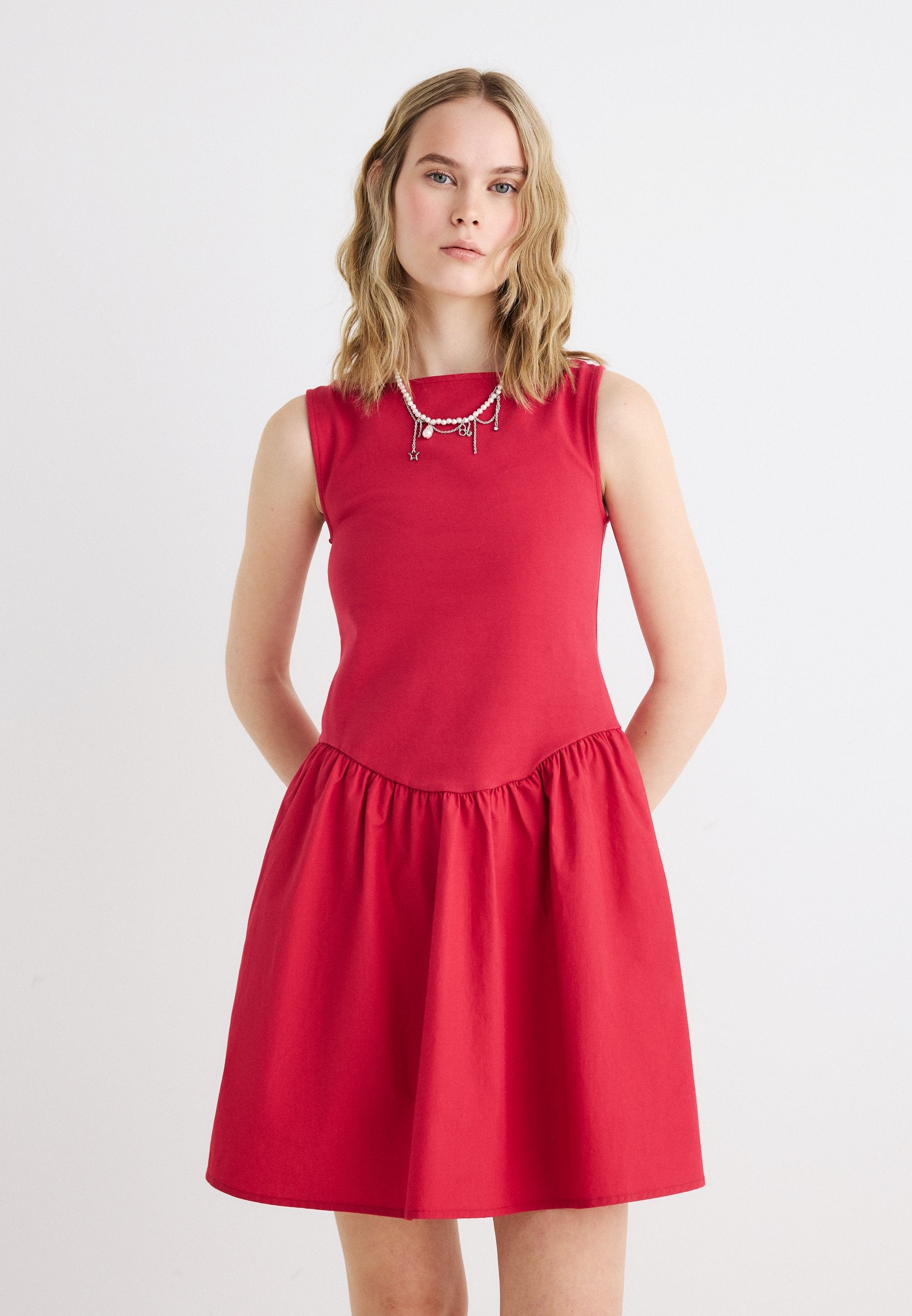 MIXED MEDIA DRESS - Jersey dress - chakra red