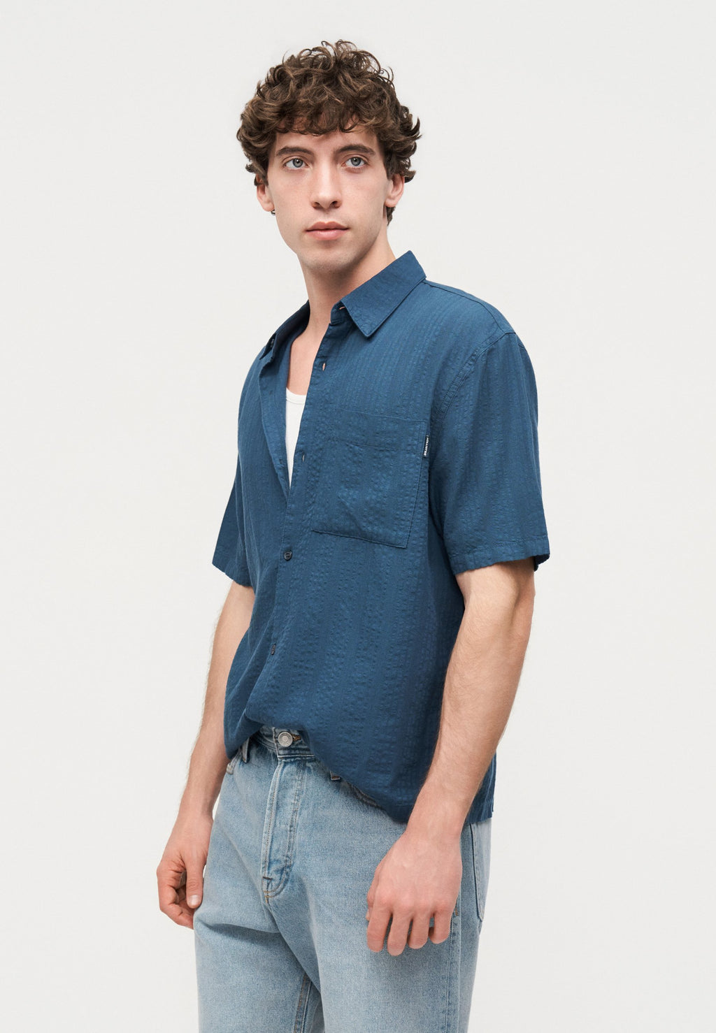 JJITONY JJORIGINAL - Denim shorts - blue denim light blue