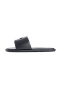 LEATHER PADDED STRAP SLIDES - Mules - black