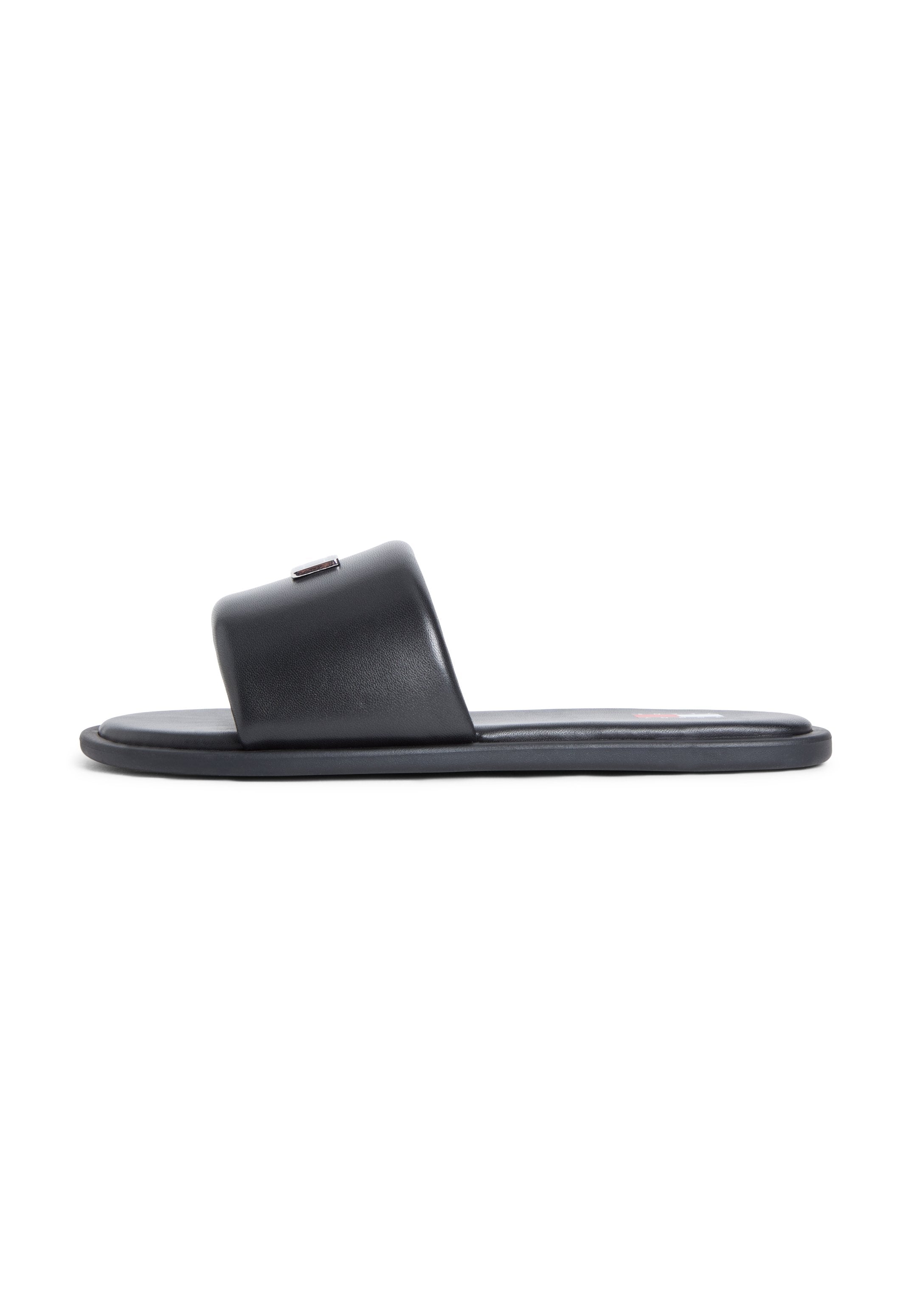 LEATHER PADDED STRAP SLIDES - Mules - black