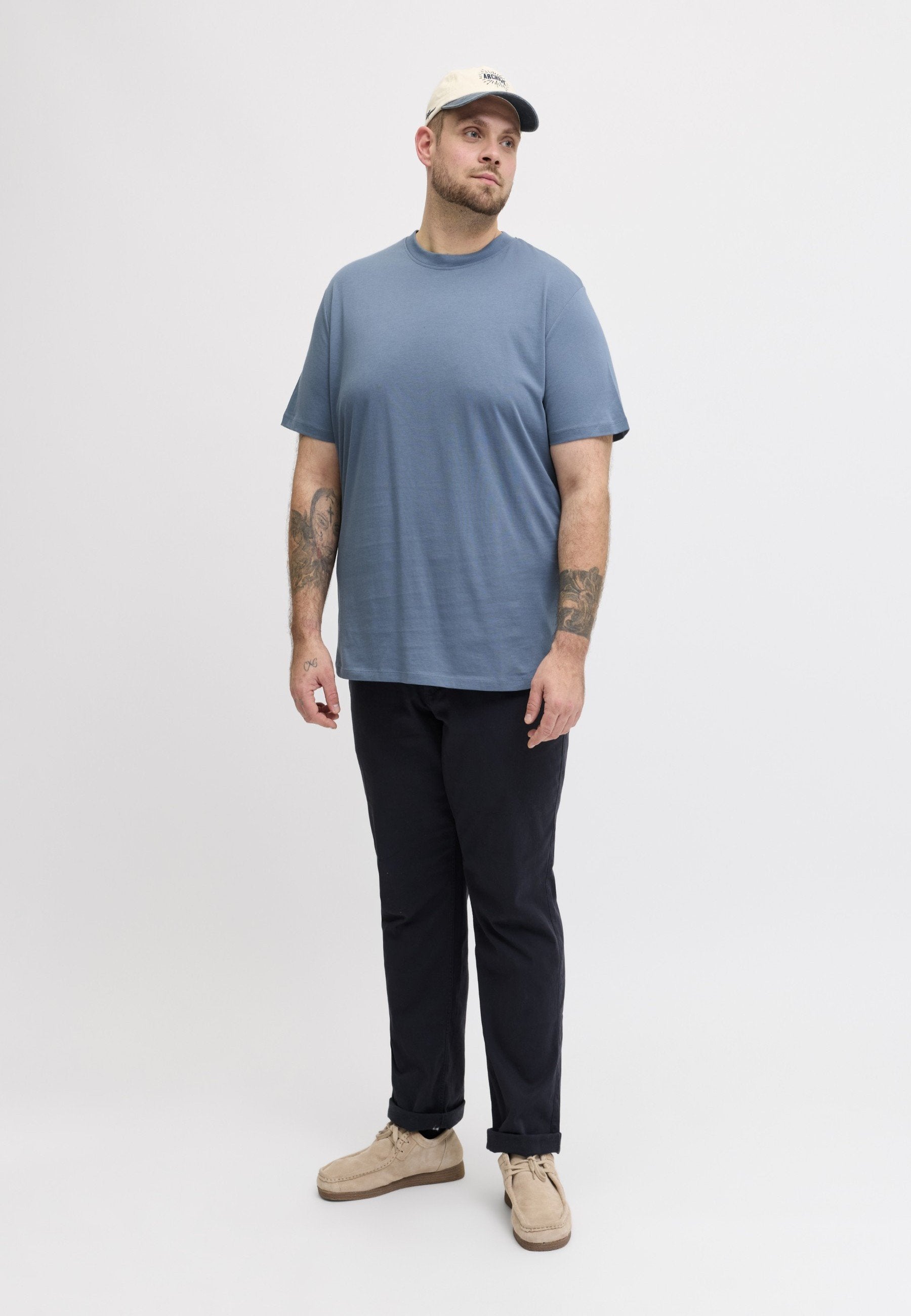 Plus Size Plain - Basic T-shirt - blue mirage
