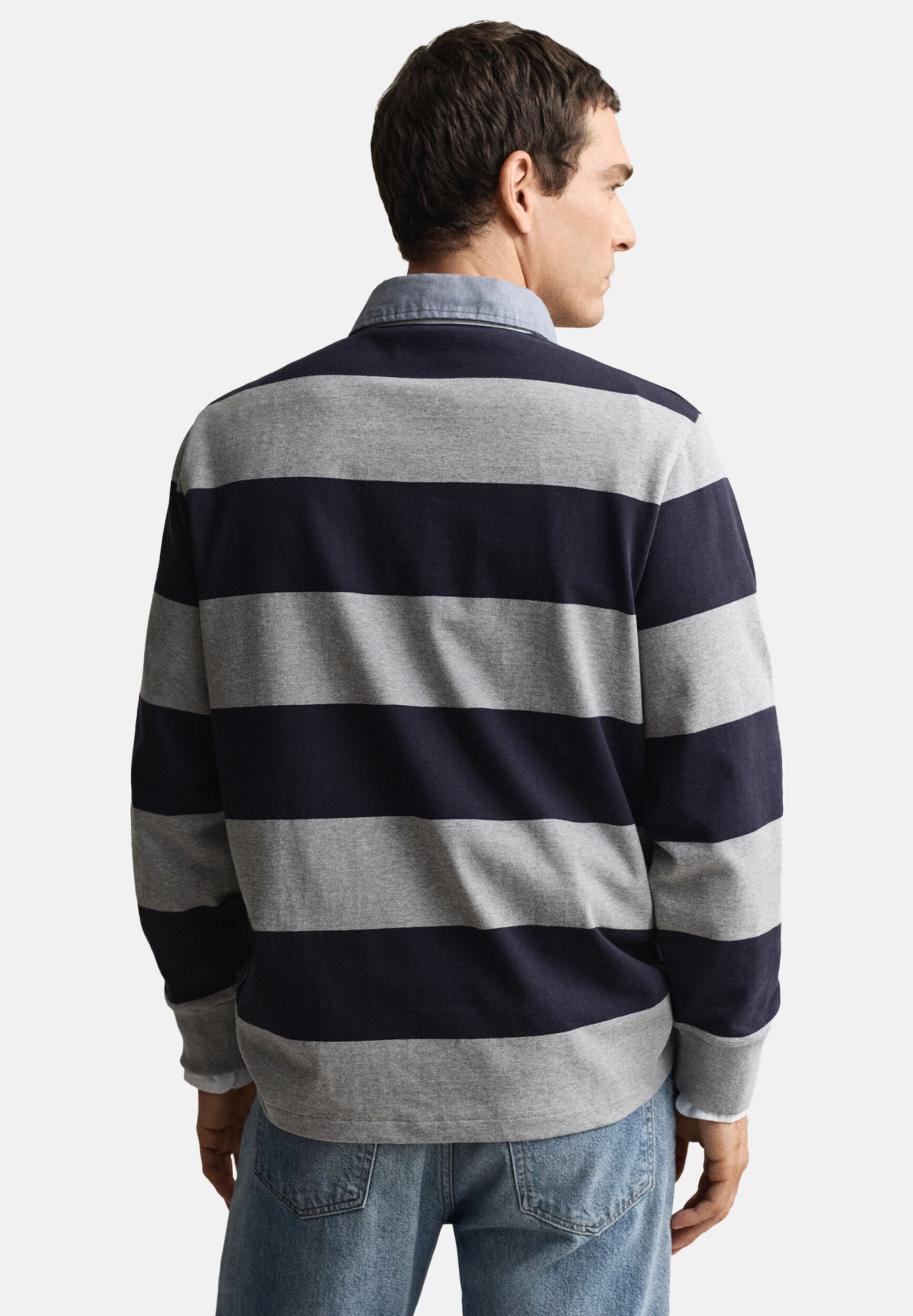 CHAMBRAY STRIPE HEAVY RUGGER - Polo shirt - grey melange