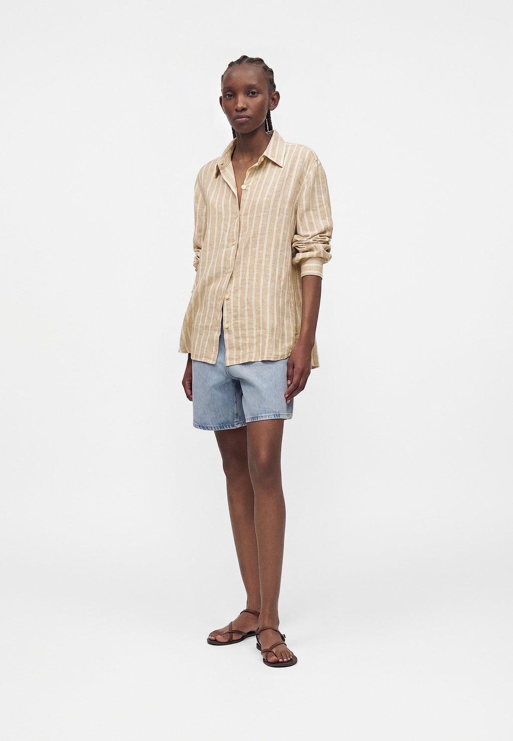 EASY SHIRT - Button-down blouse - white/khaki