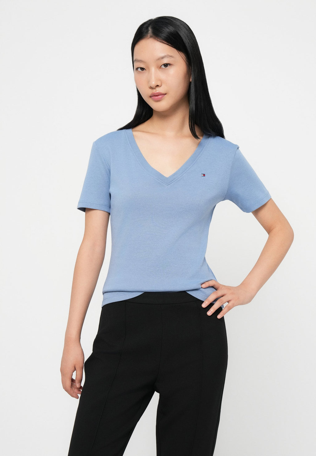 SLIM CODY V NECK - Basic T-shirt - clear water