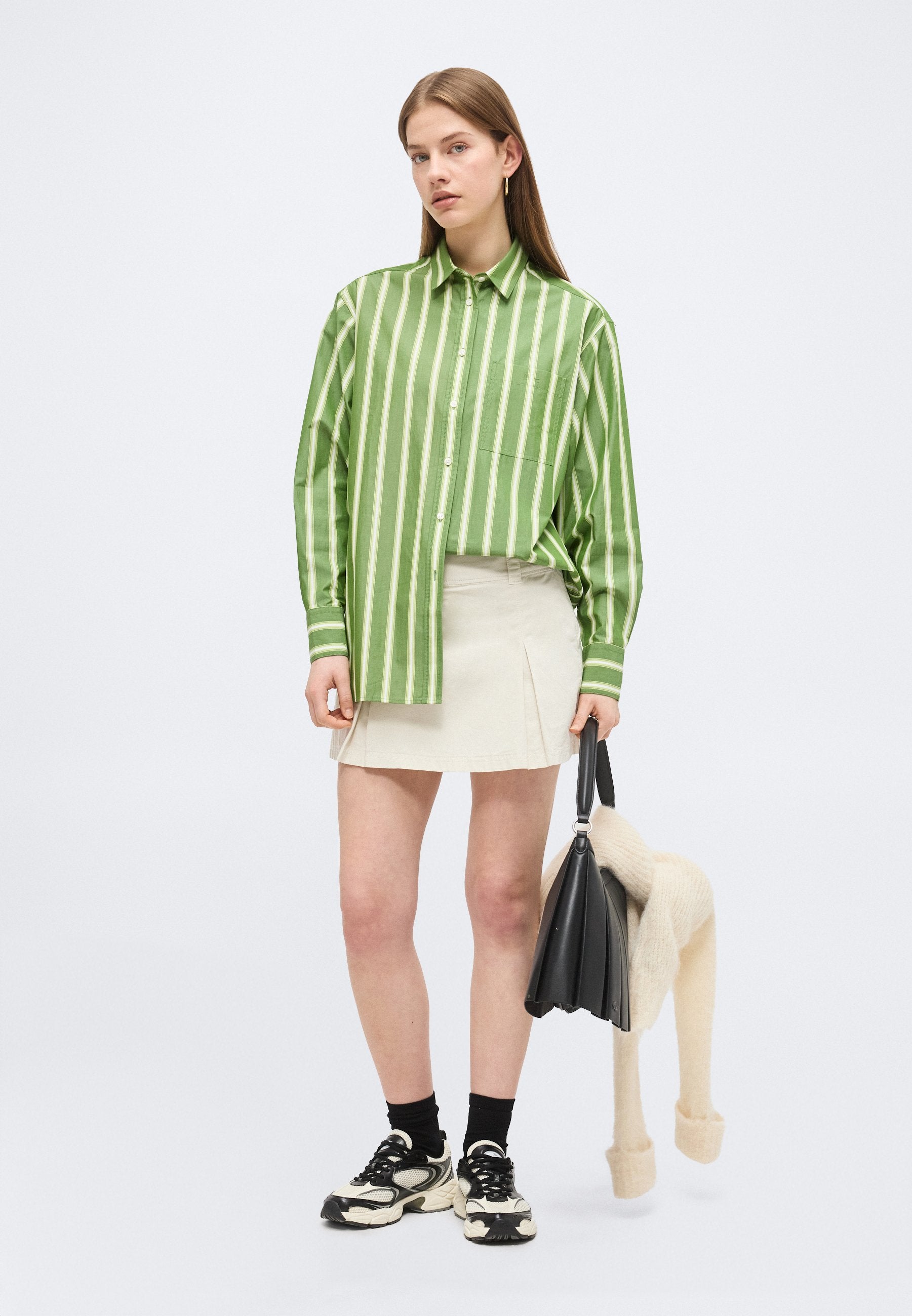 Button-down blouse - lamb's lettuce/birch/white/black