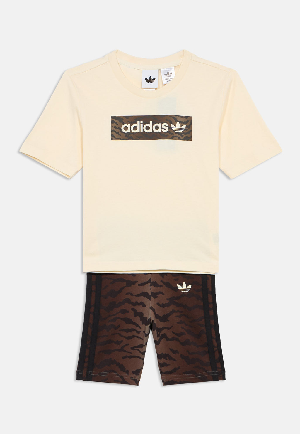KIDS SET UNISEX - Sports shorts - cream white/night brown