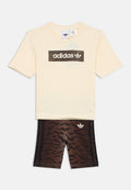 KIDS SET UNISEX - Sports shorts - cream white/night brown