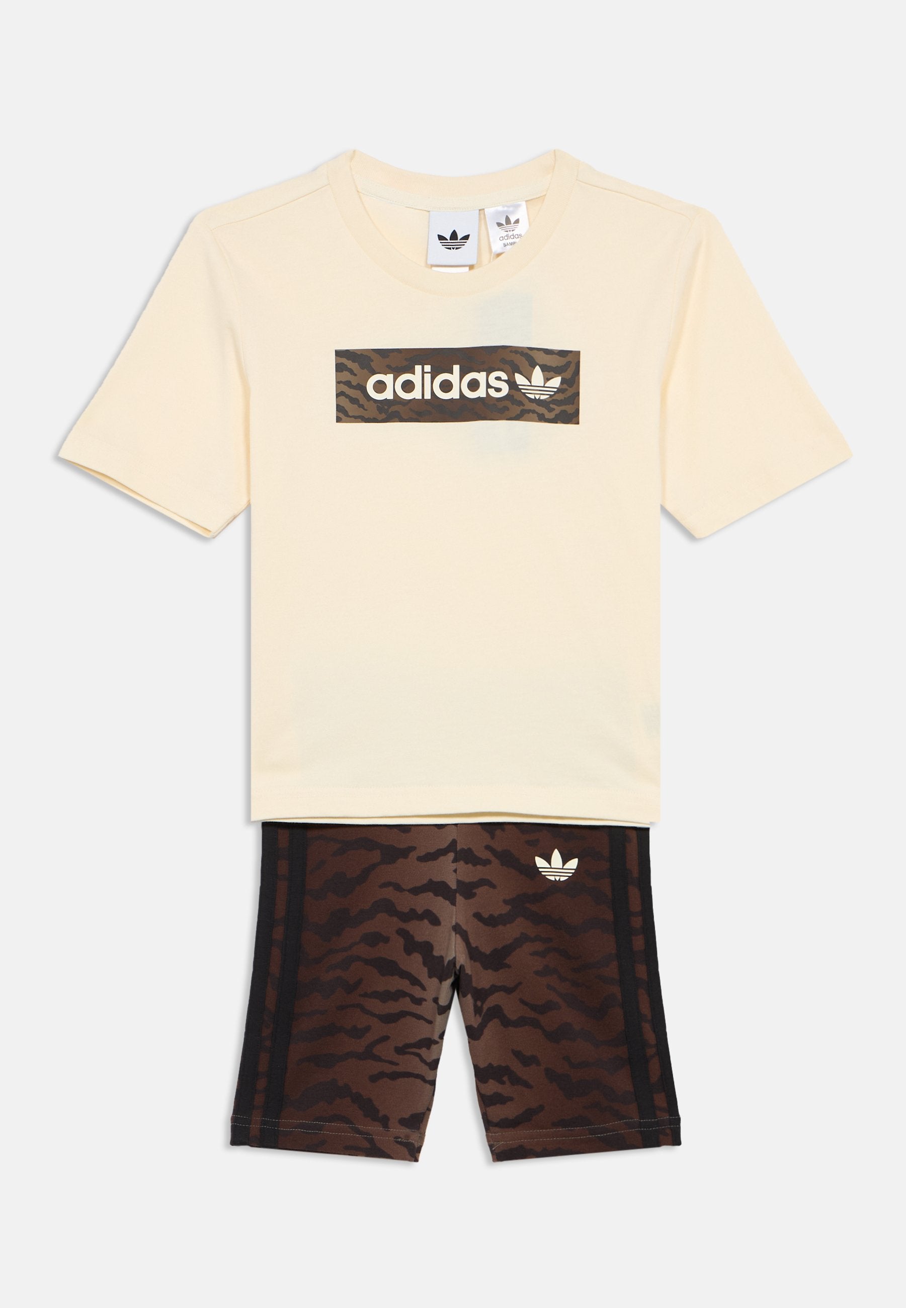 KIDS SET UNISEX - Sports shorts - cream white/night brown