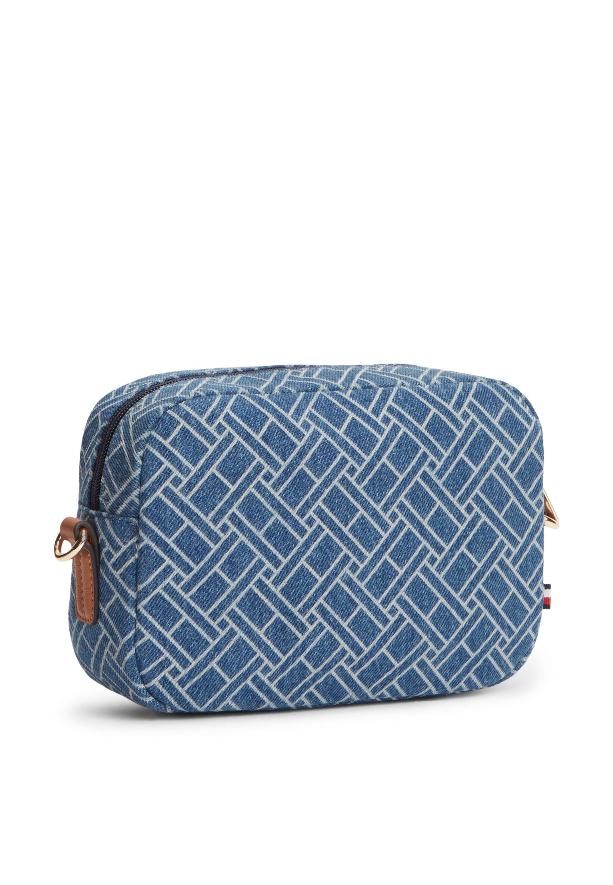 TH MONOGRAM DENIM CROSSBODY CAMERA BAG - Handbag - blue