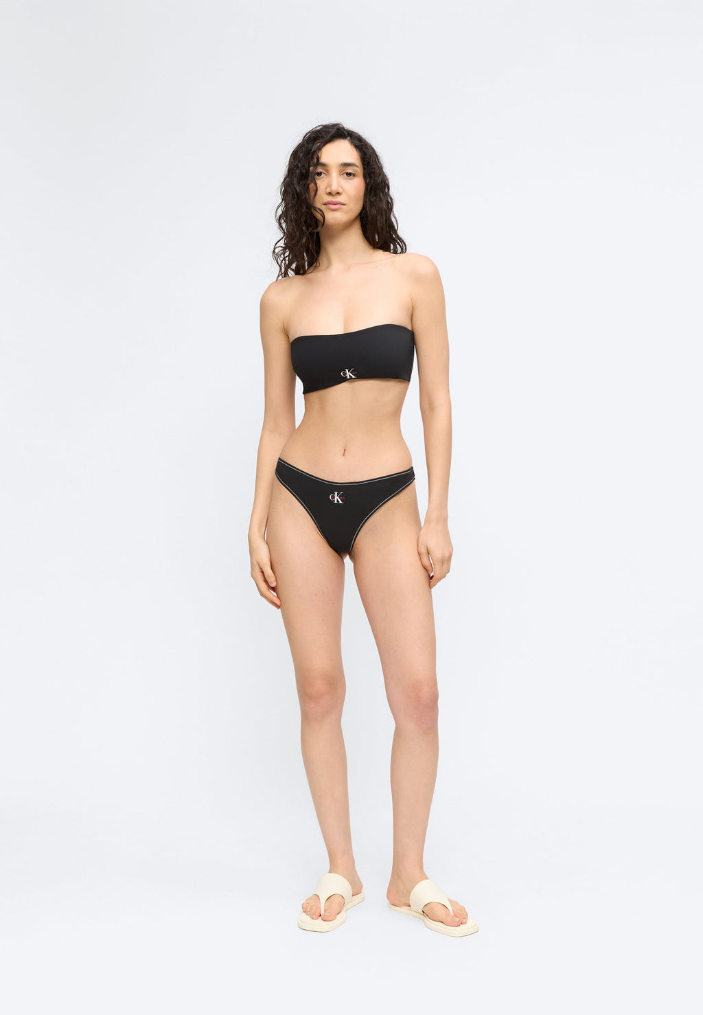 THONG GRAPHIC MONOGRAM - Bikini bottoms - black