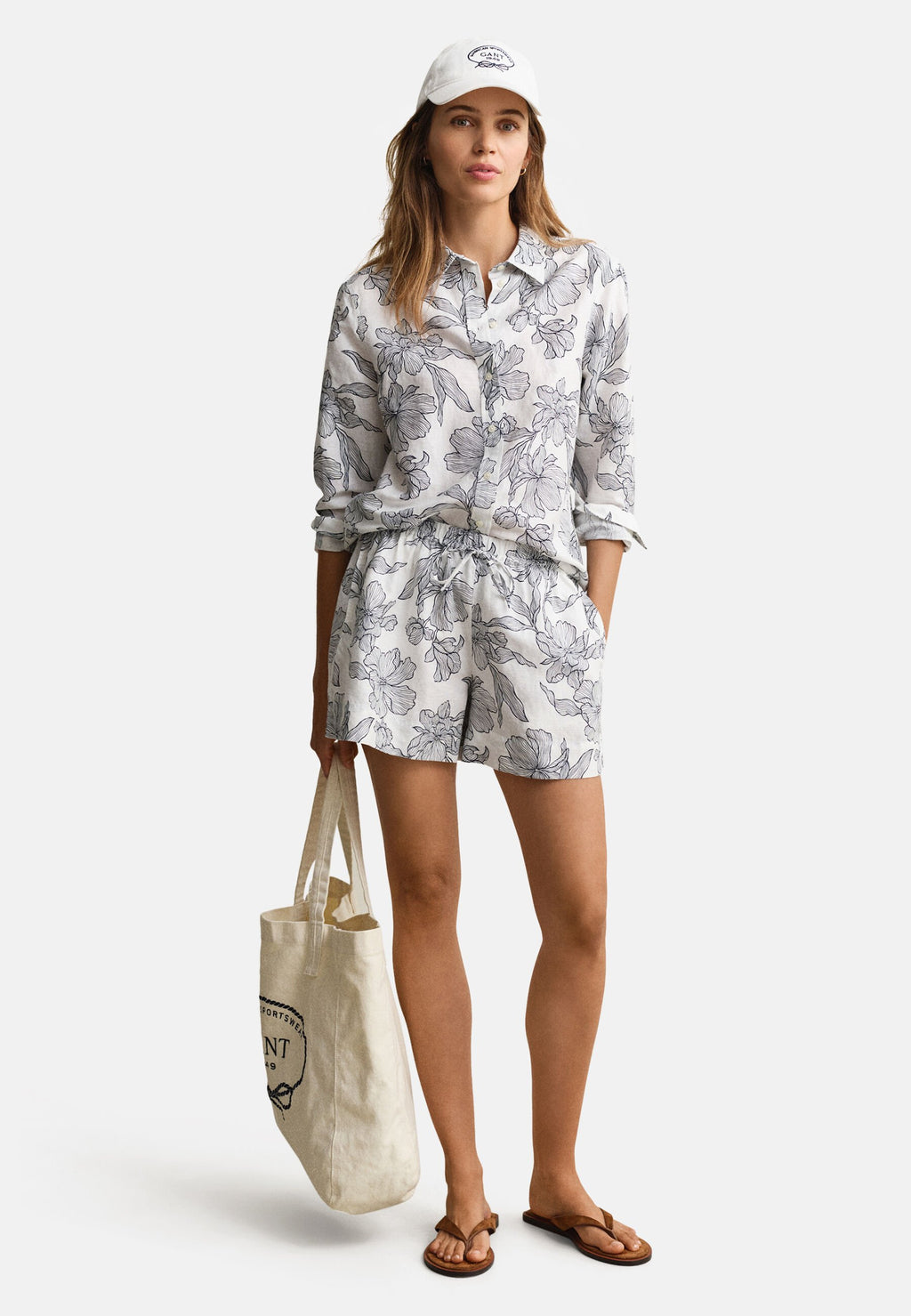FLORAL PRINT PULL ON - Shorts - evening blue