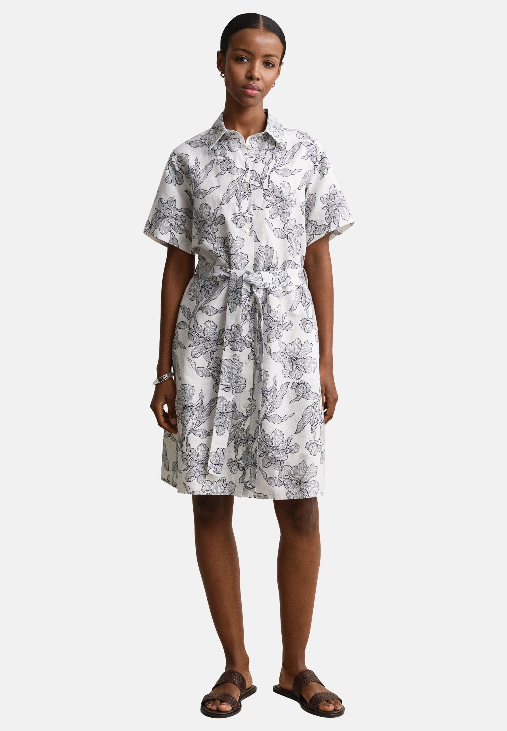 FLORAL PRINT SHIRT DRESS - Shirt dress - evening blue