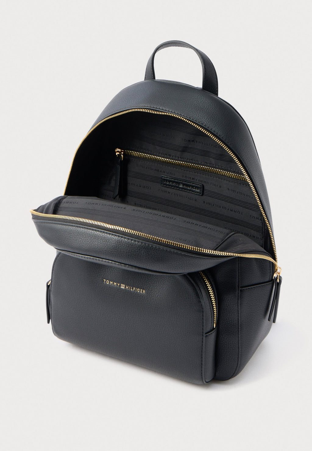 METALLIC LOGO PEBBLE GRAIN BACKPACK - Backpack - black