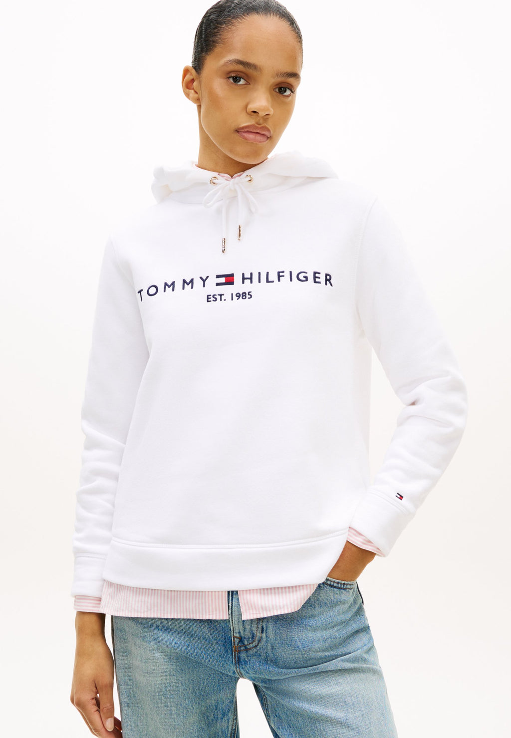 HILFIGER HOODIE  - Hoodie - white