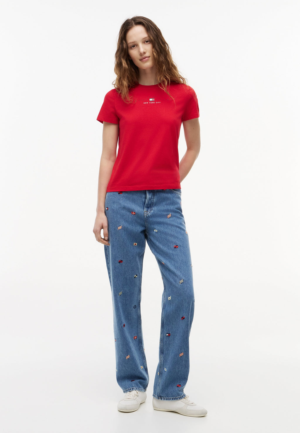 LINEAR TEE - Print T-shirt - amaryllis red