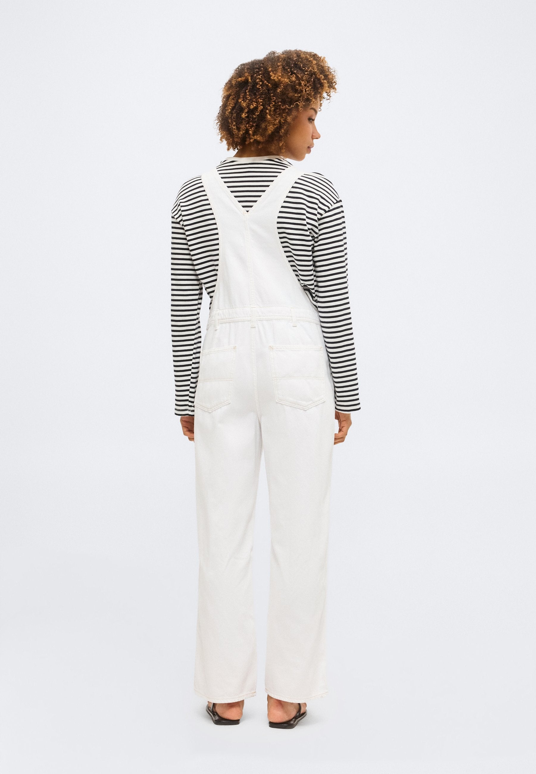 LOOSE OVERALL - Denim Dungarees - fresh white