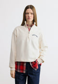 LOGO EMBROIDERY RELAXED QUARTER-ZIP SWEATSHIRT - Sweatshirt - ancient white