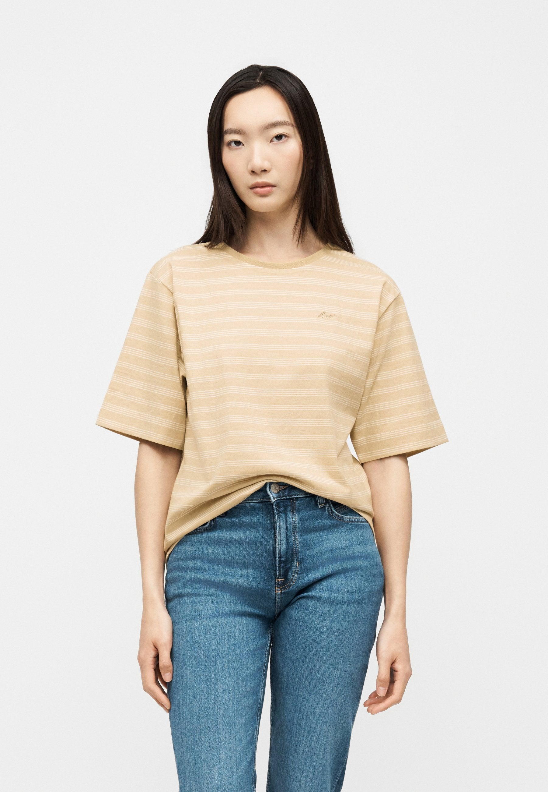STRIPE - Print T-shirt - beige