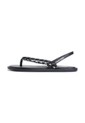 CLAQUETTES AVEC BRIDES EN CORDE ET ARRIÈRE OUVERT - Tongs entre-doigts - noir