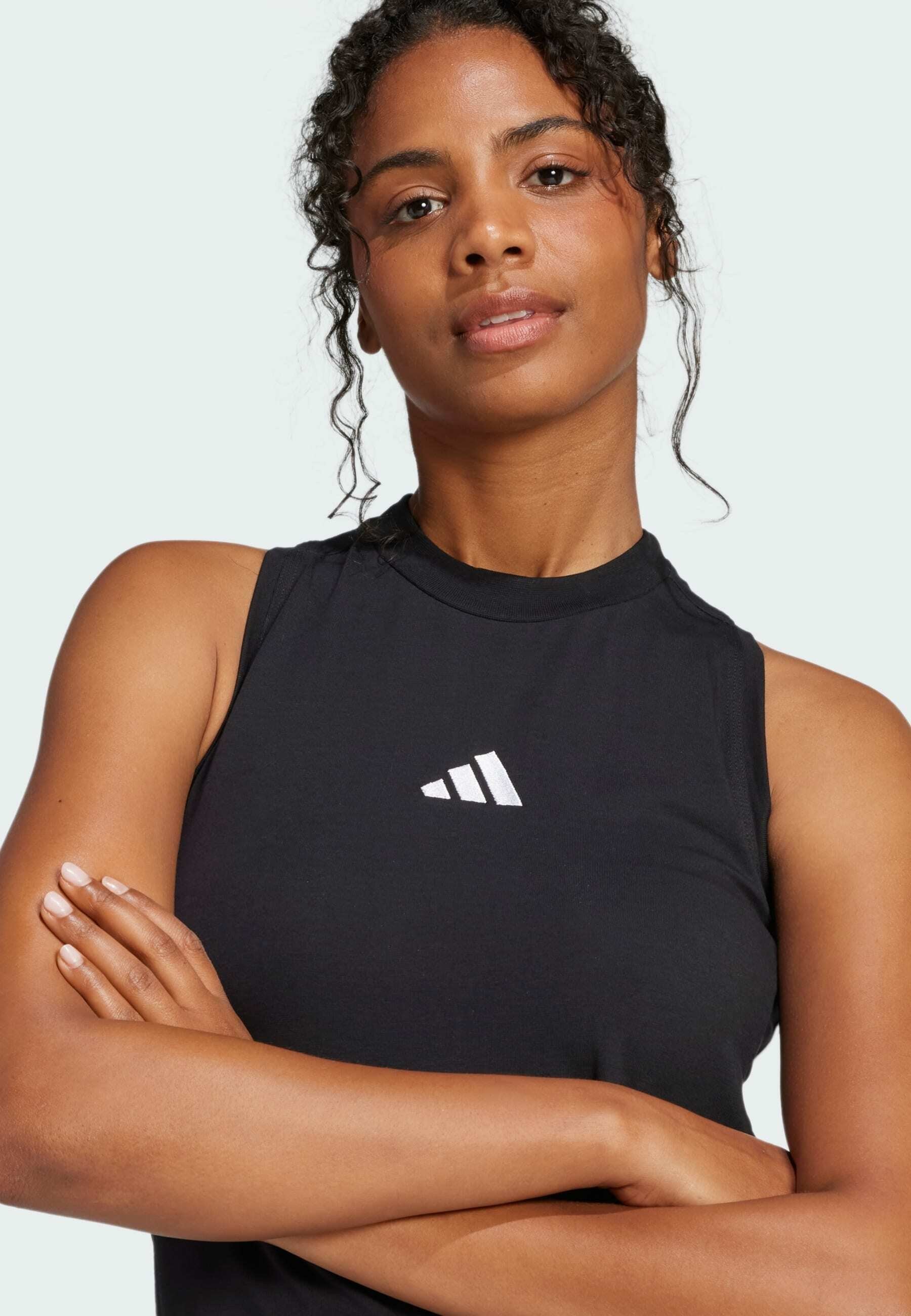 ESSENTIALS STRIPES LONG RACERBACK - Jersey dress - black   white