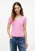 SLIM V-NECK TEE - Basic T-shirt - pink daisy