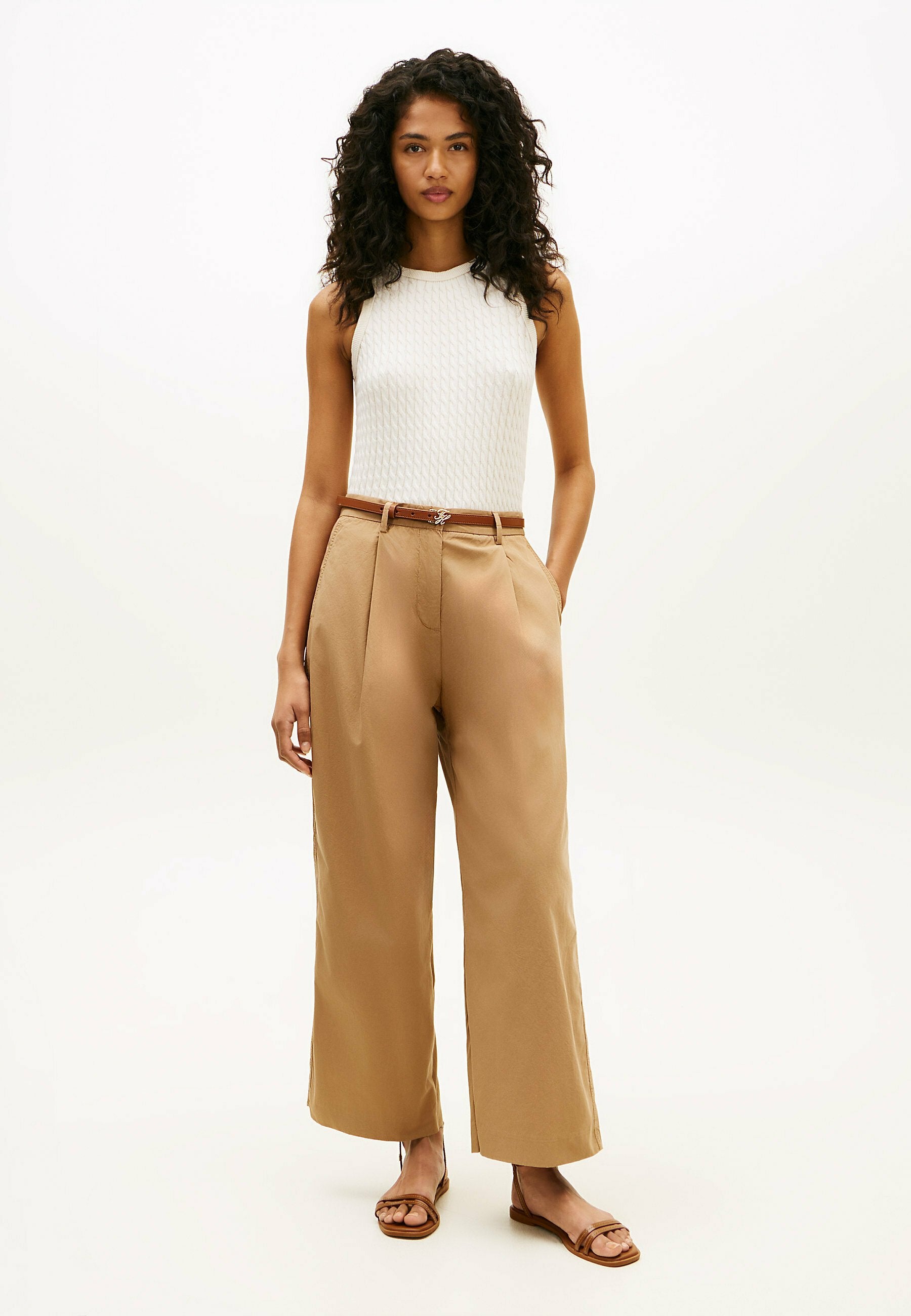 WASHED WIDE LEG TROUSERS - Trousers - bronze twist