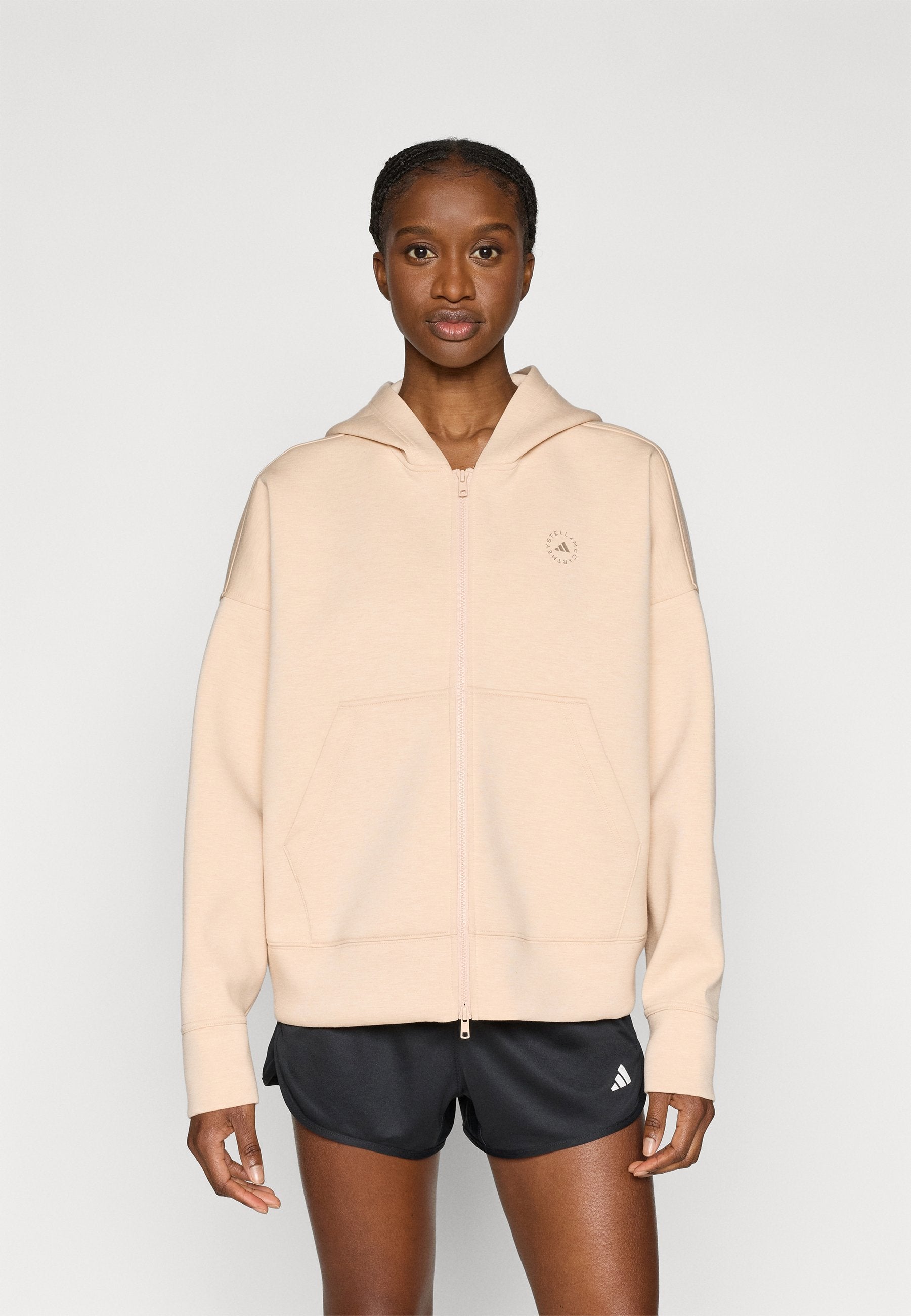 Sweat à capuche zippé - poudre douce