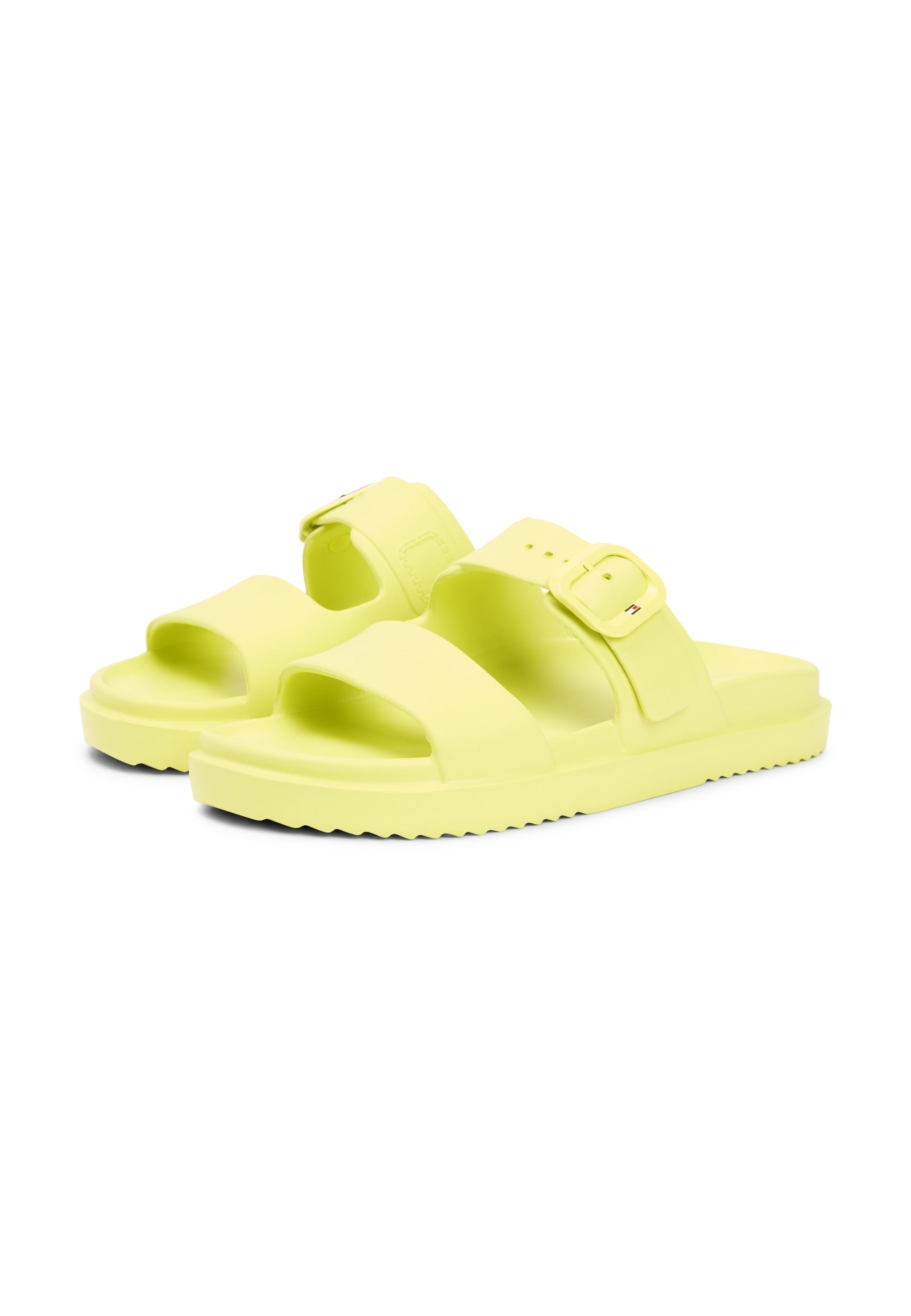 DOUBLE STRAP ENAMEL FLAG LIGHTWEIGHT SANDALS - Sandals - lime zing