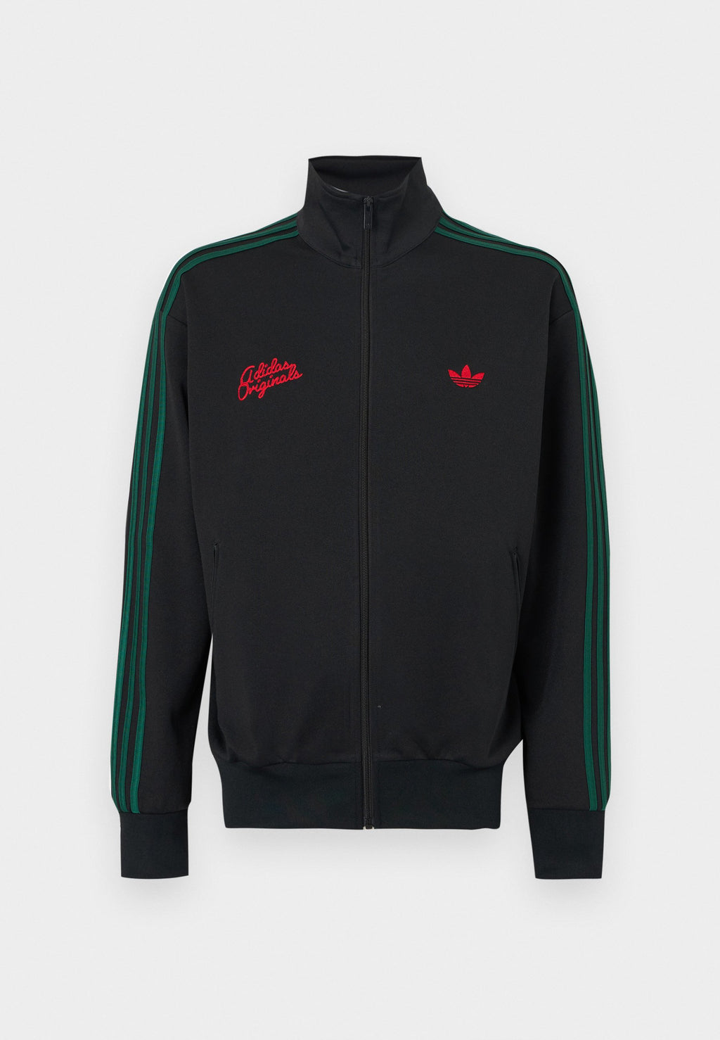 TRACK - Sweat-shirt zippé - noir/vert universitaire