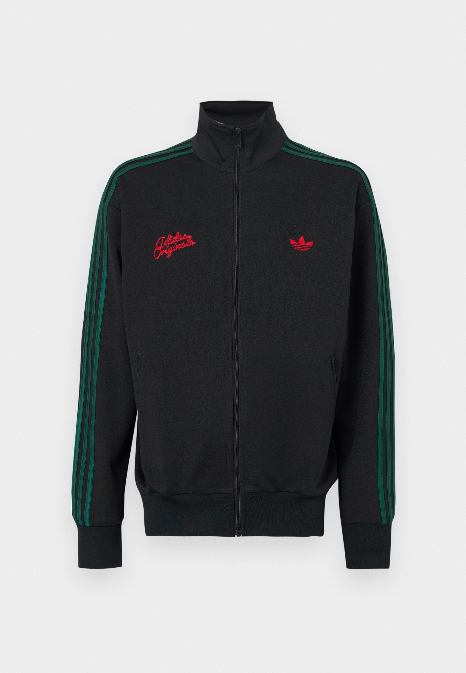 TRACK - Sweat-shirt zippé - noir/vert universitaire