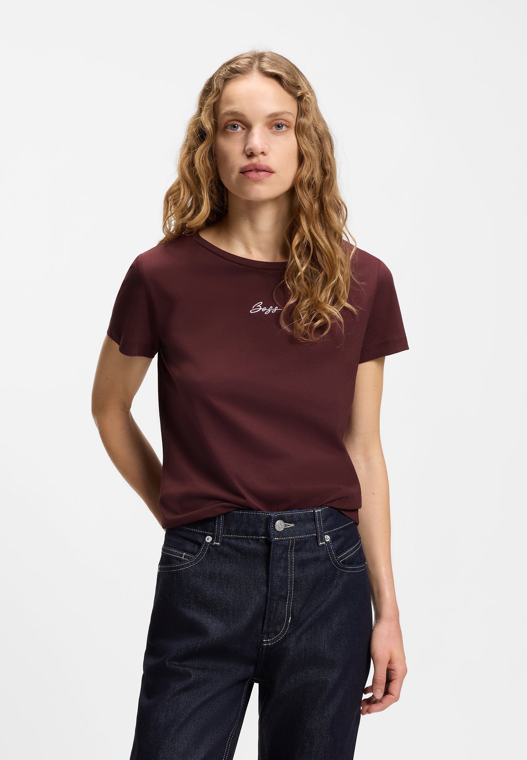 ELOVE EMBRO - Basic T-shirt - dark brown