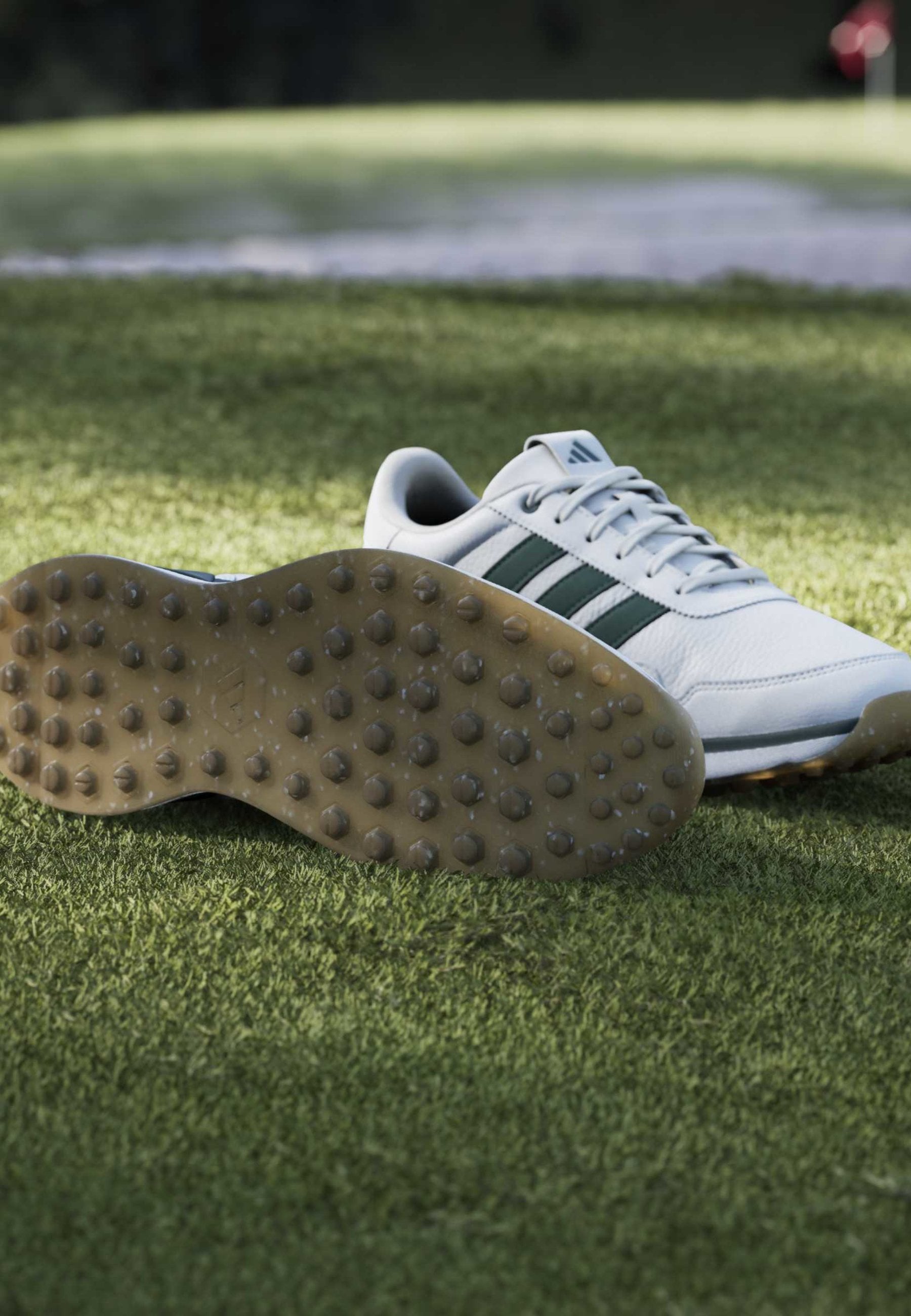 S2G 26 LEATHER - Chaussures de golf (sans crampons) - blanc nuage/vert collégial/gomme