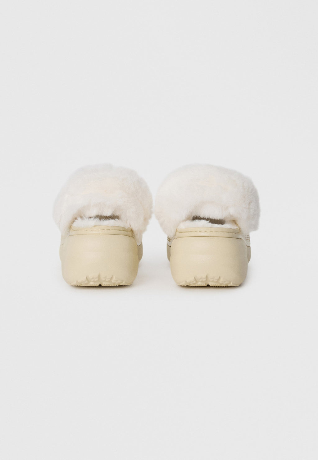 PLATFM LINED FUZZ STRAP  - Clogs - bone