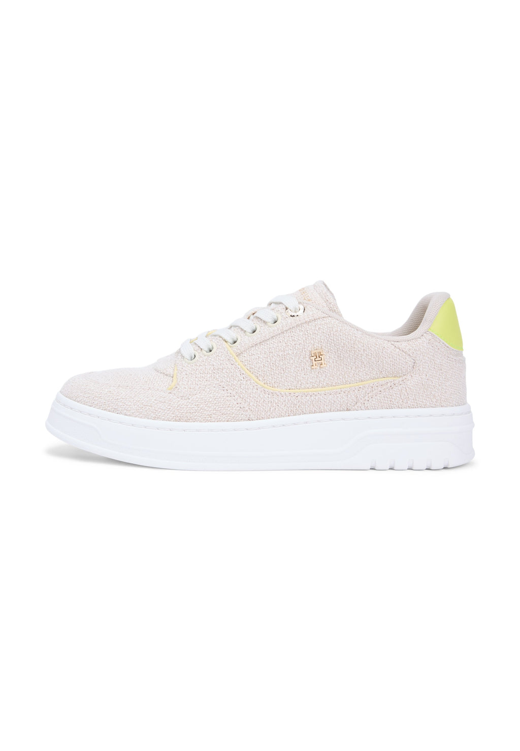 TH MONOGRAM TEXTILE COURT TRAINERS - Trainers - classic beige/lime zing