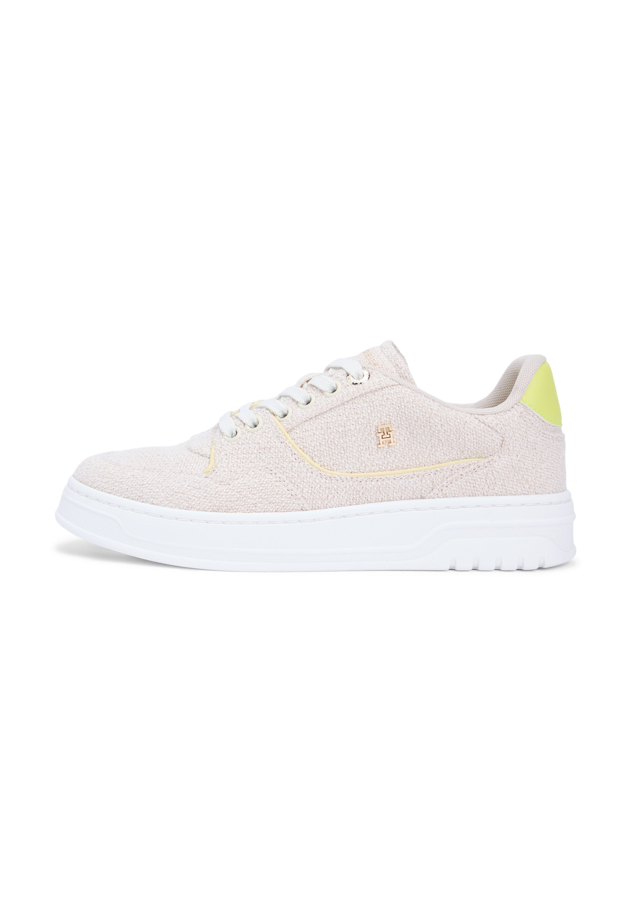 TH MONOGRAM TEXTILE COURT TRAINERS - Trainers - classic beige/lime zing