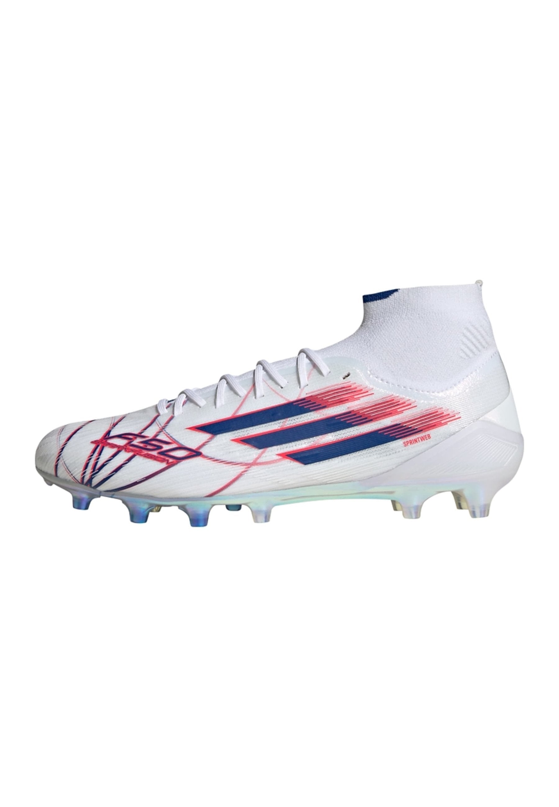 أحذية كرة القدم F50 SPARKFUSION ELITE MID CUT - أحذية كرة قدم للأرض الناعمة - أبيض سحابي/أزرق ملكي/أحمر لامع