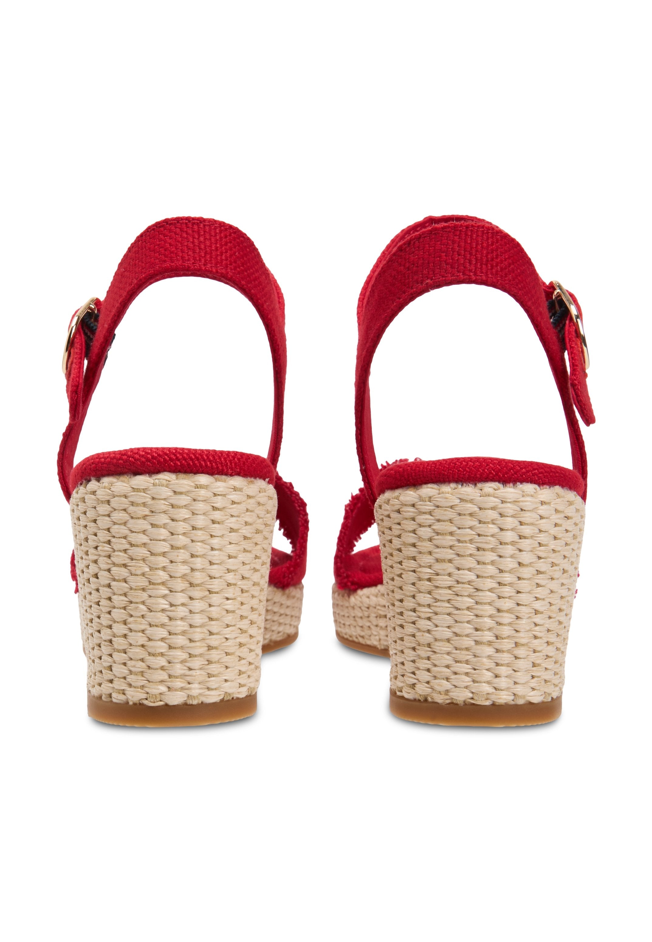 TH MONOGRAM WOVEN WEDGE ESPADRILLES - Platform sandals - primary red