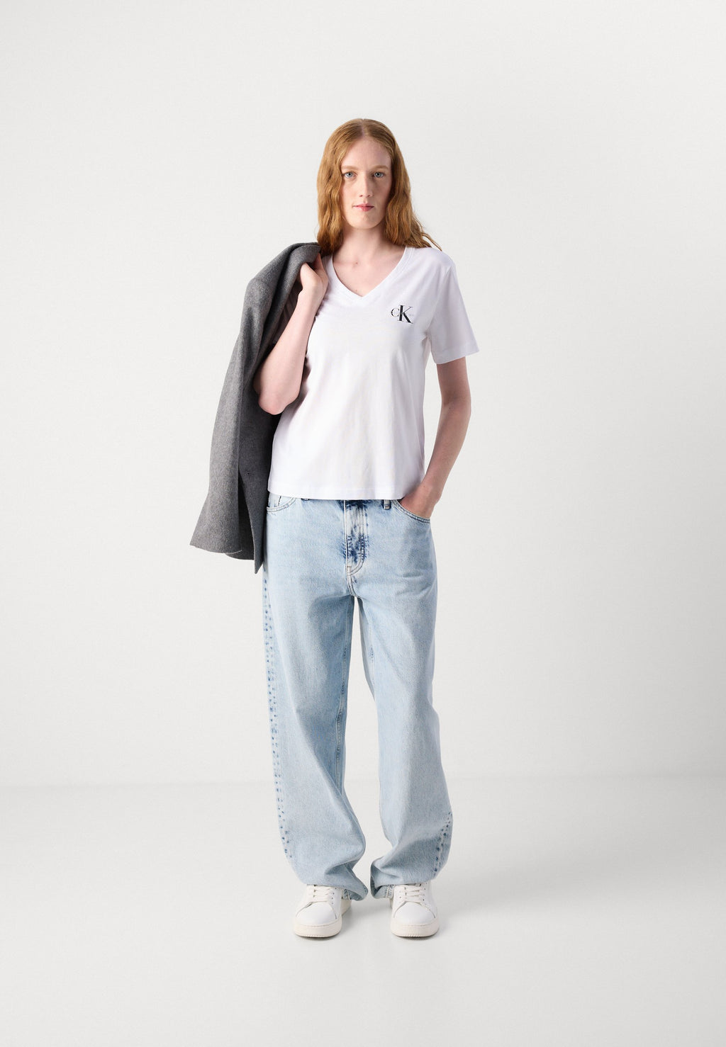 MONOLOGO TEE 2 PACK - Basic T-shirt - white / heroic grey heather